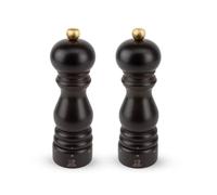 PEUGEOT - Paris u'Select 18 cm Pepper and Salt Mill Set - 6 Predefined Grind Settings - Powdered Salt Innovation, Zirlion Mechanism - PEFC-Certified Wood - Made in France - Chocolate Finish