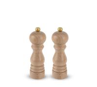 PEUGEOT - Paris u'Select Natural - 18 cm Salt And Pepper Mill Set - Black Pepper + Rock Salt Included - 6 Predefined Grind Settings - Made With PEFC Certified Wood - Made In France - Natural Colour