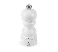 PEUGEOT - Paris u'Select 12 cm Salt Mill - 6 Predefined Salt Grinder Settings - Powdered Salt Innovation, Zirlion Mechanism - PEFC-Certified Wood - Made in France - Glossy White Finish