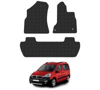 Peugeot Partner Teepee (2008-2018) Rubber Van Mats Accessories Tailored Fit Compatible Accessory Waterproof Protection Non-Slip Car Floor Mats 3mm Thick Full Coverage Durable Coverage with Clips