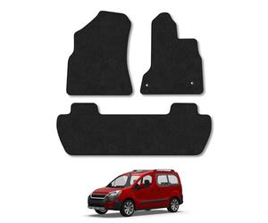 Peugeot Partner Teepee (2008-2018) Van Mats Accessories Tailored Fit Carpet Car Floor Mats Non Slip Black Trim Compatible Accessory Anti Slip Full Coverage Durable Granulated Backing Hand-Finished