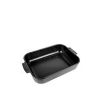 PEUGEOT - Rectangular Ceramic Baking Dish - 36 cm (including handles) x 22 cm x 6.8 cm - Capacity: 3.8 L - 6-7 Servings - 10 Year Guarantee - Made In France - Satin Black Colour