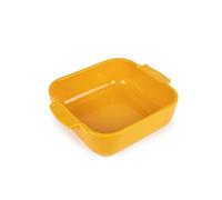 PEUGEOT - Square Ceramic Baking Dish - 21 cm (including handles) x 16.3 cm x 5.4 cm - Capacity: 1.1 L - 10 Year Guarantee - Made In France - Yellow Saffron Colour
