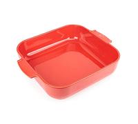 PEUGEOT - Square Ceramic Baking Dish - 28 cm (Handles Included) x 22.5 cm x 6.5 cm - Capacity: 2.7 L - 10 Year Guarantee - Made In France - Red Colour