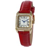 Peugeot Womens 14K Gold Plated Square Tank Petite Small Red Leather Band Luxury Dress Watch 3052RD