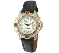 Peugeot Womens Glow in The Dark Watch - Ladies Two Tone Case with Leather Strap, Black