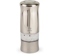 PEUGEOT - Zeli Electric 14 cm Salt Mill - Adjustable Grinder - Battery Powered-LED Light - Plastic with Brushed Metal Finish, Abs Chromé Mat