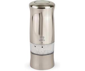 PEUGEOT - Zeli Electric 14 cm Salt Mill - Adjustable Grinder - Battery Powered-LED Light - Plastic with Brushed Metal Finish, Abs Chromé Mat
