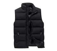 Peuignao Mens Quilted Gilet Men Body Warmer Sleeveless Jacket Warmers Padded Puffer Vest Puffa With Pockets Outerwear Gilets Bodywarmer Waterproof Winter Warm Large Black 5XL