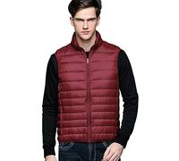 Peuignao Packable Down Gilet Men Lightweight Ultra Light Down Vest Padded Body Warmer Mens Quilted Gilet Puffer Gilets Sleeveless Puffer Jacket Men Puffa Vest Red 3XL