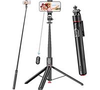 PEUJTEO,69" Auto-Pop-up Selfie Stick Tripod, TT03,All-in-1 Aluminum Celly Phone Selfie Stick for iPhone/Android with Remote,Travel Tripod,Video Recording, Vlogging, Live Streaming(Black)