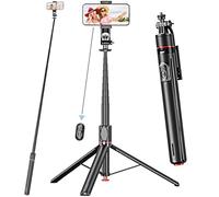 PEUJTEO,69" Auto-Pop-up Selfie Stick Tripod, TT03,All-in-1 Aluminum Celly Phone Selfie Stick for iPhone/Android with Remote,Travel Tripod,Video Recording, Vlogging, Live Streaming(Black)