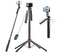 PEUJTEO,72", Selfie Stick Tripod, All-in-1 Celly Phone Tripod Stand,with Remote,Gimbal,for Video Recording,Take Photos,Travel,Vlogging, Live Streaming,Selfie Stick for iPhone/Android (Aluminum)
