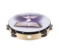 Peukerty 10 Inch Wooden Tambourine Pigeon Bible Music Percussion Instrument Tambourine Double Tambourine Row Jingle Percussion Instrument for