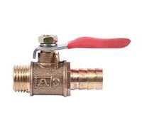 Peukerty 10mm x 1/4 inch PT Male Thread Full Port Lever Handle Hose Barb Brass Ball Valve