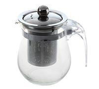 Peukerty 350mL Heat-resistant Clear Glass Teapot Stainless Steel Infuser Flower Tea Pot