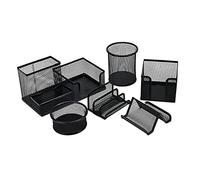 Peukerty 6 pcs/set metal desk organisation pen holder organiser office pen holder multifunction storage black metal grid