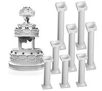 Peukerty 8 Pieces/Set White Small + Large Plastic Cake Columns, Wedding Cake Pillars Standing, Valentine's Day Wedding Birthday Cake Decoration Tools