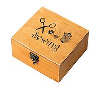 Peukerty Wooden Sewing Box Sewing Accessories Supplies Kit Workbox for Mending