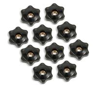 PEUTIER 10pcs Star Knobs 1/4"-20 Female Threaded Knob Screw-On Type Black Clamping Jig Knob Hexagon Head Bolt Knobs Tools for Fences, Lathes, Fixture