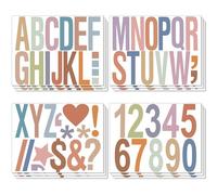 PEUTIER 12 Sheets Capital Number and Letter Stickers, 4 Inch Large Vinyl Self Adhesive Big Font Stick on Decals Alphabet Waterproof Decorations Craft Poster Window Mailbox Car Truck (Morandi Color)