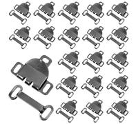 PEUTIER 20 Sets Sewing Hooks and Eyes Closure, 17mm Hook and Eye Bar Closures Latch Sewing Snaps Bra Fasteners Clasp Kit for Trousers Skirt Dress Pants Clothing Sewing Clothes DIY Craft (Dark Grey)