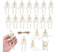 PEUTIER 20pcs Halloween Mini Skeleton Figure, 5.9in Posable Skeleton Miniatures Toys Spooky Skeleton Decor with Jute Rope for Halloween Party Favors Home Haunted House Decoration