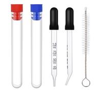 PEUTIER 2pcs 1ml Eye Dropper, Glass Pipette with Measurements Bent & Straight Tip Eyedropper Calibration Liquid Dropper with Cleaning Brush Rubber Head for Medicine Oil Laboratory Feeding (Black)