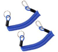 PEUTIER 2pcs Breakaway Trailer Cable, 6ft Trailer Brake Away Safety Cable with O Ring & Heavy Duty Carabiner Coiled Spring Towing Coiled Wire for RV Trailer Accessories Camper Emergency