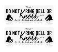 PEUTIER 2pcs Do Not Knock or Ring Doorbell Sign, Acrylic No Soliciting Sign for Front Door, Window, Office Door, Entrance, Promotional, Directional, Warning, Decoration, Minimalist Style, White, Black