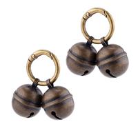 PEUTIER 2pcs Dog Bells for Pet Tracking, Extra Loud Cat Dog Collar Bells Vintage Copper Collar Charms Pendant with Key Ring Quick Clip