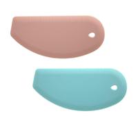 PEUTIER 2pcs Silicone Dough Scraper, Flexible Curved Edge Bench Scraper & Stainless Steel Sheet Pastry Cutter Bread Bowl Pan Tool Baking Sourdough Proofing Cake Basket(Pink, Green)