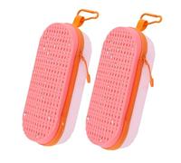 PEUTIER 2pcs Swim Goggles Cases, Large Capacity Silicone Soft, Breathable, Zipper Closure, Portable, Hook Clip, Stylish, Light Pink, Watermelon Red