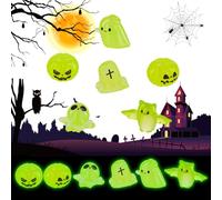 PEUTIER 30pcs Mini Resin Ghosts, 6 Styles Mini Glow Ghosts Statue Cute Tiny Resin Garden Decor Bat Pumpkin Tombstone Skull Ghost for Halloween Miniature Landscape Dollhouse Decoration