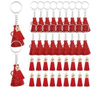 PEUTIER 40pcs Cheer Megaphone Key Chains with Tassel, 20pcs 3 Inch Blank Keychain Rings and 20pcs Keychain Tassel Acrylic Cheer Key Chains for DIY Crafting Project Graduation Gift (Shiny Red, Red)