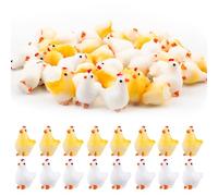 PEUTIER 40pcs Miniature Chicken Figurine, 2 Colors Tiny Resin Chickens Miniature Animals Model Mini Chicks Ornament Toys Resin Hen Decoration for Birthday Party Landscape Potted Plants Cake