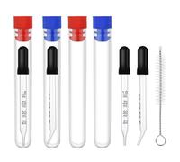 PEUTIER 4pcs 1ml Dropper, Eye Dropper Glass with Measurements Bent & Straight Tip, Calibrated Pipettes Dropper with Rubber Head Liquid Accurate Dropper for Essential Oils, Ear, Laboratory, with Brush