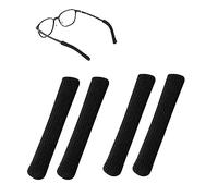 PEUTIER 4pcs Eyeglass Ear Cushions, Soft Knitted Cotton Anti Slip Temple Pads Eyeglass Temple Tips Eyeglass Pads Behind The Ear Eyewear Retainer Glasses Arm Sleeve for Sunglasses Glasses (Black)