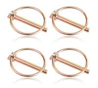 PEUTIER 4pcs Heavy Duty Safety Pins with Ring, 0.24 inch Pin Lock Trailer Door Pin Trailer Connector Pin Round Carbon Steel Brake Pin Lock Pin Clip for Trailers Farm Tractors