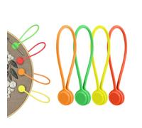 PEUTIER 4pcs Silicone Fabric Clips Cable Ties, 4 Macron Colors Magnetic Needle Keeper Magnetic Cord Organizer Needle Holder Minders Cross Stitch Gift for Needlework Embroidery Craft