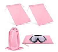 PEUTIER 4pcs Ski Goggle Bags, 10.6x7.1 Inch Microfiber Soft Ski Goggle Pouch with Drawstring Snow Goggle Pouch Eyeglasses Storage Bag for Goggles Lens Camera Lenses Eyewear Accessories (Pink)