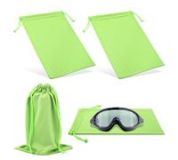 PEUTIER 4pcs Ski Goggle Bags, 10.6x7.1 Inch Microfiber Soft Ski Goggle Pouch with Drawstring Snow Goggle Pouch Eyeglasses Storage Bag for Goggles Lens Camera Lenses Eyewear Accessories (Green)