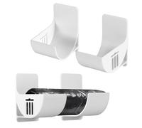 PEUTIER 4pcs Trash Bag Holder, Punch-Free Bin Bag Dispenser Wall Mount Shopping Grocery Bag Roll Holder Plastic Garbage Bag Organizer for Home Kitchen Cabinet Organization and Storage Rack (White)