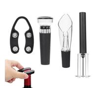PEUTIER 4pcs Wine Opener Sets, Air Pressure Wine Corkscrew Easy Cork Remover Portable Wine Bottle Opener Pump Needle with Wine Pourer Foil Cutter Bottle Stopper for Home Bar Party Wine Lovers Gift