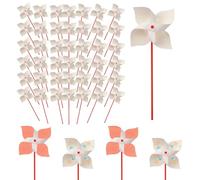 PEUTIER 50pcs DIY Paper Pinwheels for Kids, Paper Pinwheels Bulk Blank Plastic Windmills Pinwheel Crafts for Kids Home Fun Graffiti Summer Activities Group Daycare School