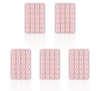 PEUTIER 5pcs Phone Suction Holders, Non Slip Silicone Adhesive Phone Stand Sticky Phone Mount Pad Case with 24 Suction Cups Hands-Free Phone Accessories Grip for Selfies and Videos (Light Pink)