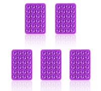 PEUTIER 5pcs Phone Suction Holders, Non Slip Silicone Adhesive Phone Stand Sticky Phone Mount Pad Case with 24 Suction Cups Hands-Free Phone Accessories Grip for Selfies and Videos (Purple)