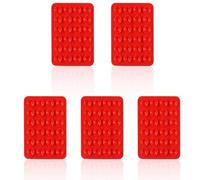 PEUTIER 5pcs Phone Suction Holders, Non Slip Silicone Adhesive Phone Stand Sticky Phone Mount Pad Case with 24 Suction Cups Hands-Free Phone Accessories Grip for Selfies and Videos (Red)