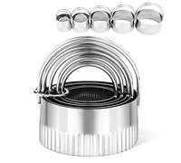 PEUTIER 5pcs Round Biscuit Cutters, Stainless Steel, Circle Cookie Cutters with Arched Handle & Ring, Professional Baking Tools for Baking Pastry Doughnut Sandwich Scone Donut
