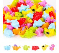 PEUTIER 60pcs Cute Tiny Dinosaur Toys - Colorful Mini Resin Dinosaurs & Animals for Garden, Dollhouse, Cake Decoration